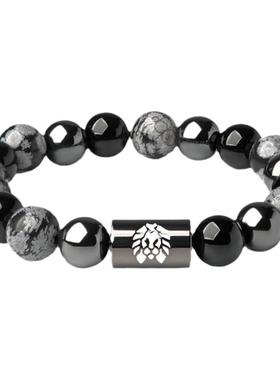 RASTACLAT恋爱同频系列 黑胆石磁吸款男女生情侣小狮子国风手串链