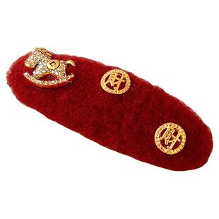 马年红色毛绒小马发夹女独特漂亮侧边头饰高级感洋气时尚发饰新款