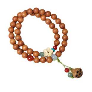 色达五明学院可定制祈愿中国风48颗佛珠搭配彩色珠带吊坠双圈手串