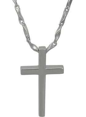 999足银十字架项链男吊坠潮简约光面情侣锁骨链女嘻哈纯银毛衣链