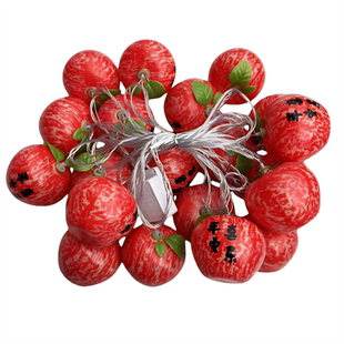 太阳能柿子灯串小红灯笼红富士树挂LED新年户外装饰春节氛围彩灯