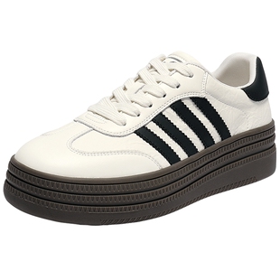 森达黄色德训鞋女春秋新商场同款户外厚底小白鞋休闲板鞋XRZ01