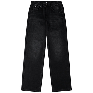 【张凌赫代言】Lee25冬新428懒懒裤舒适直脚磨毛黑灰女保暖牛仔裤