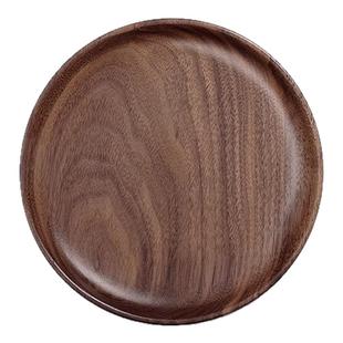 北美黑胡桃整木餐盘实木质甜品点心水果圆形干果泡茶咖啡托盘杯垫