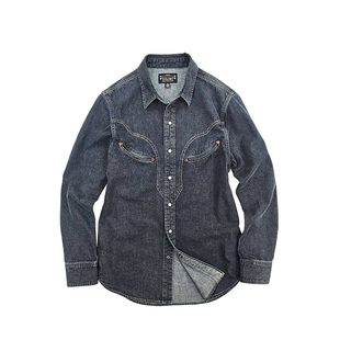 西里布复古牛仔衬衫经典美式西部月牙弯兜长袖衬衣阿美咔叽非rrl