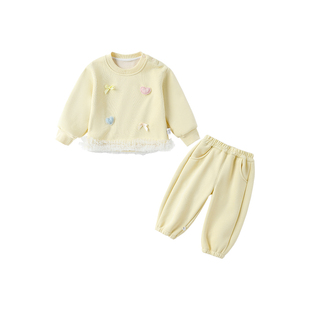 中小童卫衣加绒长装裤男童套装秋冬款2025新款男生潮帅气时髦套装