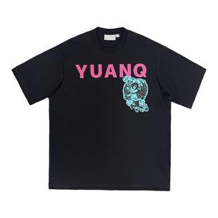 YUANQ发泡天使南海岸重磅T恤小众美式街头国潮宽松圆领情侣短袖