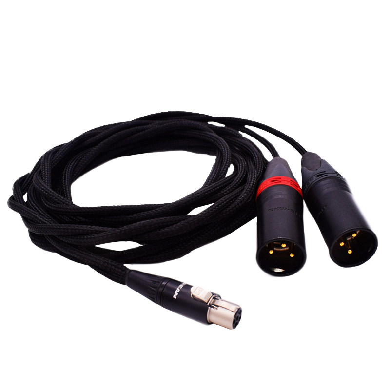 高保真音质HIFI发烧级适用艾利和KANN CUBE音频线5芯母转2XLR平衡卡侬2RCA双莲花转接线五芯mini转双卡农莲花