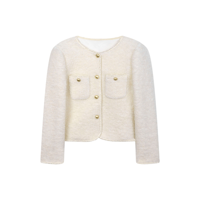 Alone Savor龙喜儿 秋冬小香风气质60羊毛圆领长袖女士短外套J467