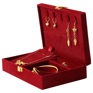 订婚三金五金黄金首饰盒结婚婚礼箱子男方女方定亲彩礼收纳展示盒