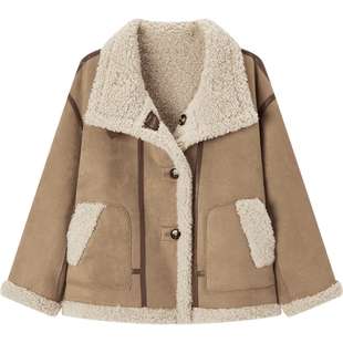 爱居兔美拉德风外套女冬季新款机车风夹克