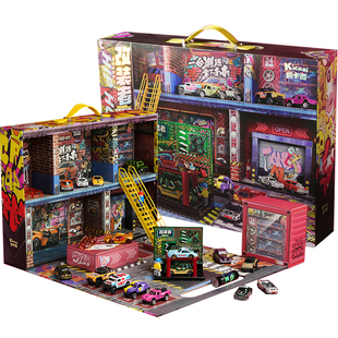 凯卡西合金车模型小汽车玩具套装停车场小男孩子儿童新年生日礼物