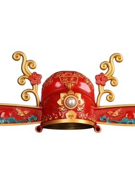 中式黄铜状元新郎帽装饰摆件