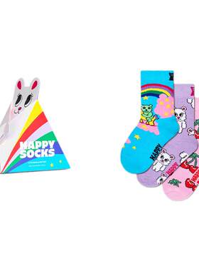 【2026新款】Happy Socks儿童中筒袜动物可爱宝宝创意礼盒袜子潮