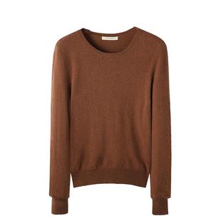 春竹100%山羊绒圆领女套衫基础款羊绒打底衫毛衣女