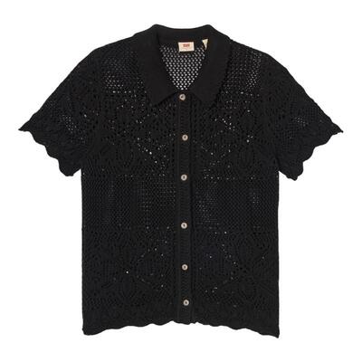 商场同款女士镂空针织短袖衬衫