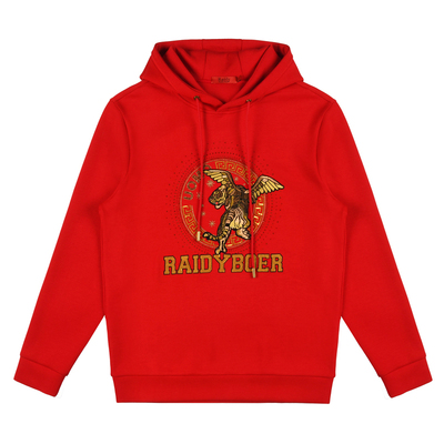 Raidy Boer/雷迪波尔秋冬男士休闲烫钻字母图案刺绣连帽卫衣6010