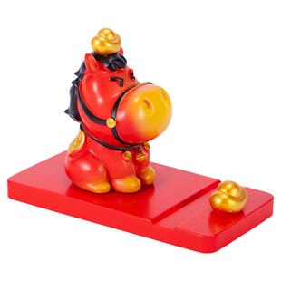 马年摆件生肖小马手机支架新年装饰马上有钱吉祥物公仔文创小礼物