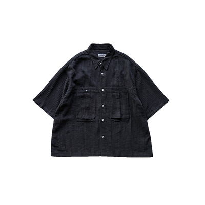 翻领工装双面提花常规款青年纯色