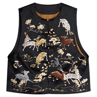 曼加塔【灵芝·九色鹿】醋酸夏日新中式中外穿坎肩马甲