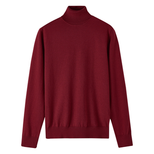 【新年鸿运贺岁】CULTUM可机洗棉山羊绒红毛衣男打底高领针织衫