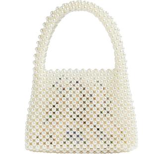 LK BENNETT【皇家赛马会】白色法式手提包女新款名媛气质编织包