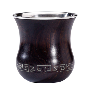 瓷包银杯子纯银999银茶杯紫檀木内胆主人杯喝茶小杯子大号品茗杯