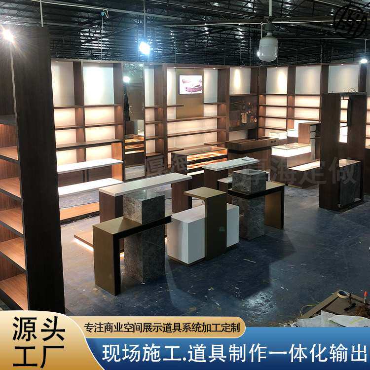 名品皮具店展示柜展架中岛流水台木质玻璃精品柜奢侈品包包展示柜