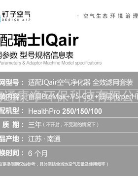 适配IQAir空气净化器滤芯HealthPro250/150/100套装 除尘除醛滤网
