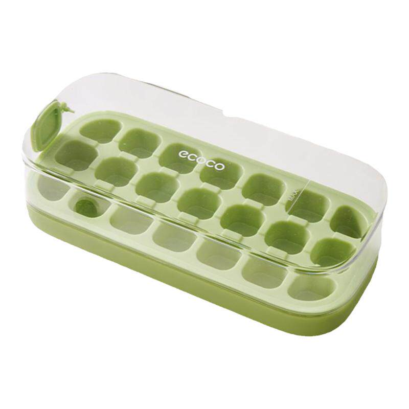 ecoco 冰块模具硅胶食品级按压式冰格家用储冰制冰盒神器带盖自制