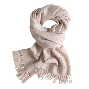 盈妹自然馈赠丨100%纯羊绒镂空围巾冬季保暖礼盒装高档围脖送妈妈