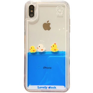 小黄鸭动态流沙适用苹果17promax手机壳日韩iphoneAir液体流动12蓝色透明14可爱13创意减压15/16Plus全包软边