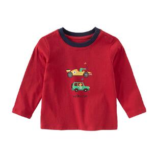 戴维贝拉儿童长袖T恤2026春装新款男童纯棉打底衫男宝宝印花上衣