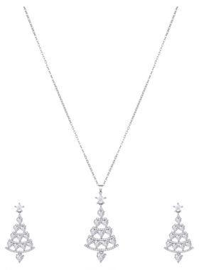 圣诞树项链星星锆石耳钉套装配饰