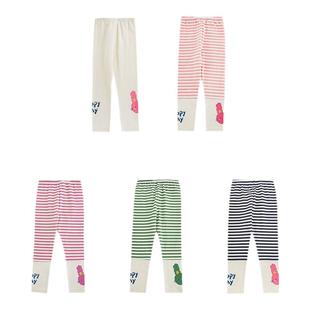 幼悠女童条纹打底裤修身款2026春秋俏皮可爱亲肤柔软百搭休闲裤子