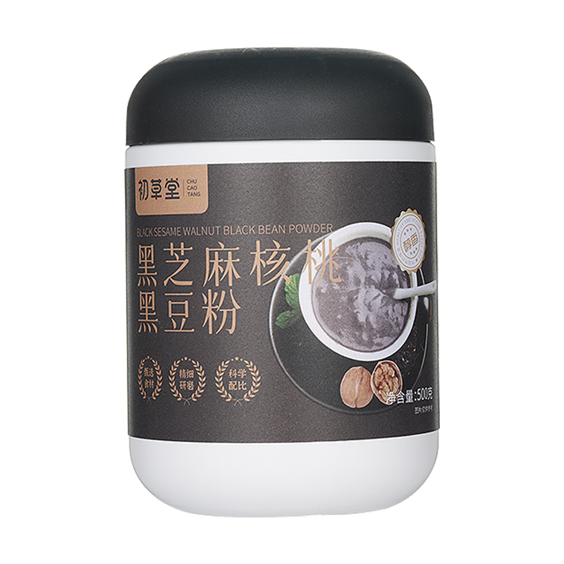 初草堂黑芝麻核桃黑豆粉 9種黑食材即食代餐早餐營(yíng)養(yǎng)沖劑 500g/罐