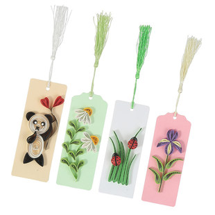 衍纸书签手工diy材料包卡通海洋兔子熊猫学生手工空白中秋节国庆