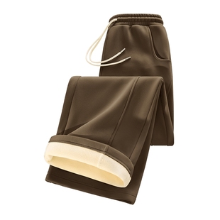 都市丽人加绒裤子女冬季2026新款春秋薄棉裤阔腿卫裤休闲运动裤X