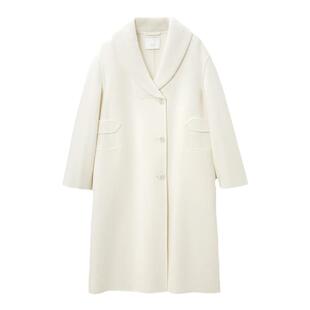 OVV秋冬新款女装高支羊毛翻领单排扣中长款双面呢大衣