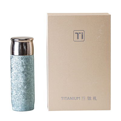 纯钛大冰花高档焖泡茶保温杯礼盒