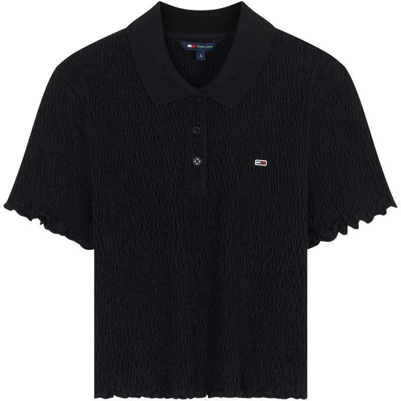 Tommy女装甜美木耳边修身POLO衫