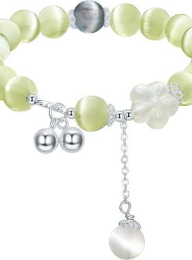 周六福S925银小青桃手串女玉髓