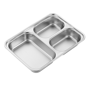 加厚不锈钢幼儿园儿童餐盘分格快餐盘学生食堂饭盒防摔分隔菜盘子