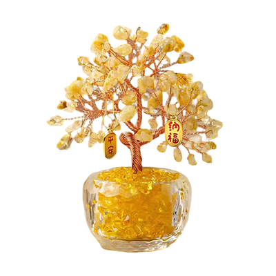 天然水晶发财树桌面摆件