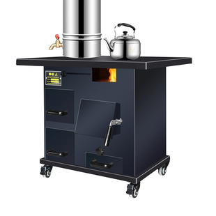 气化取暖炉农村家用烧木柴火灶煤炭两用室内无烟铸铁冬天烤火炉子