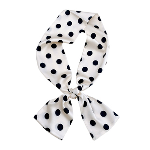 白波点春秋长条小丝巾女士围巾护颈围脖薄款装饰领巾百搭复古韩版