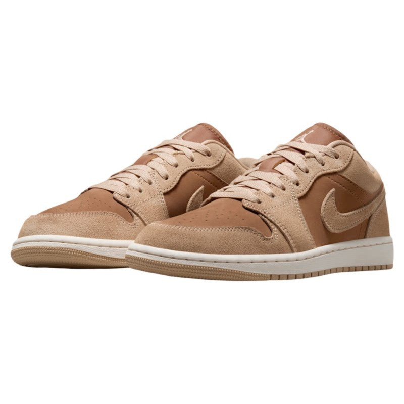 Nike耐克女鞋AIR JORDAN 1 LOW复古棕AJ1翻毛皮休闲鞋DC0774-205