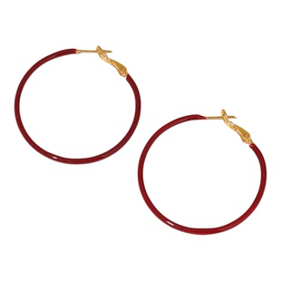 FLOAT浮漾红色圆环耳环女简约气质金属耳圈小众设计感大圆圈耳夹