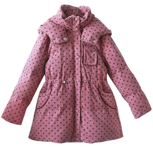 【挽霞织锦】复古灯芯绒波点羽绒服女冬季可拆卸连帽加厚保暖外套