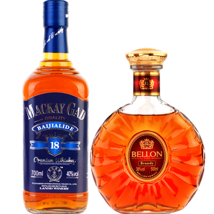 4瓶组合装洋酒xo白兰地500ml*2+杰克尼斯蓝牌威士忌700ml*2 套装